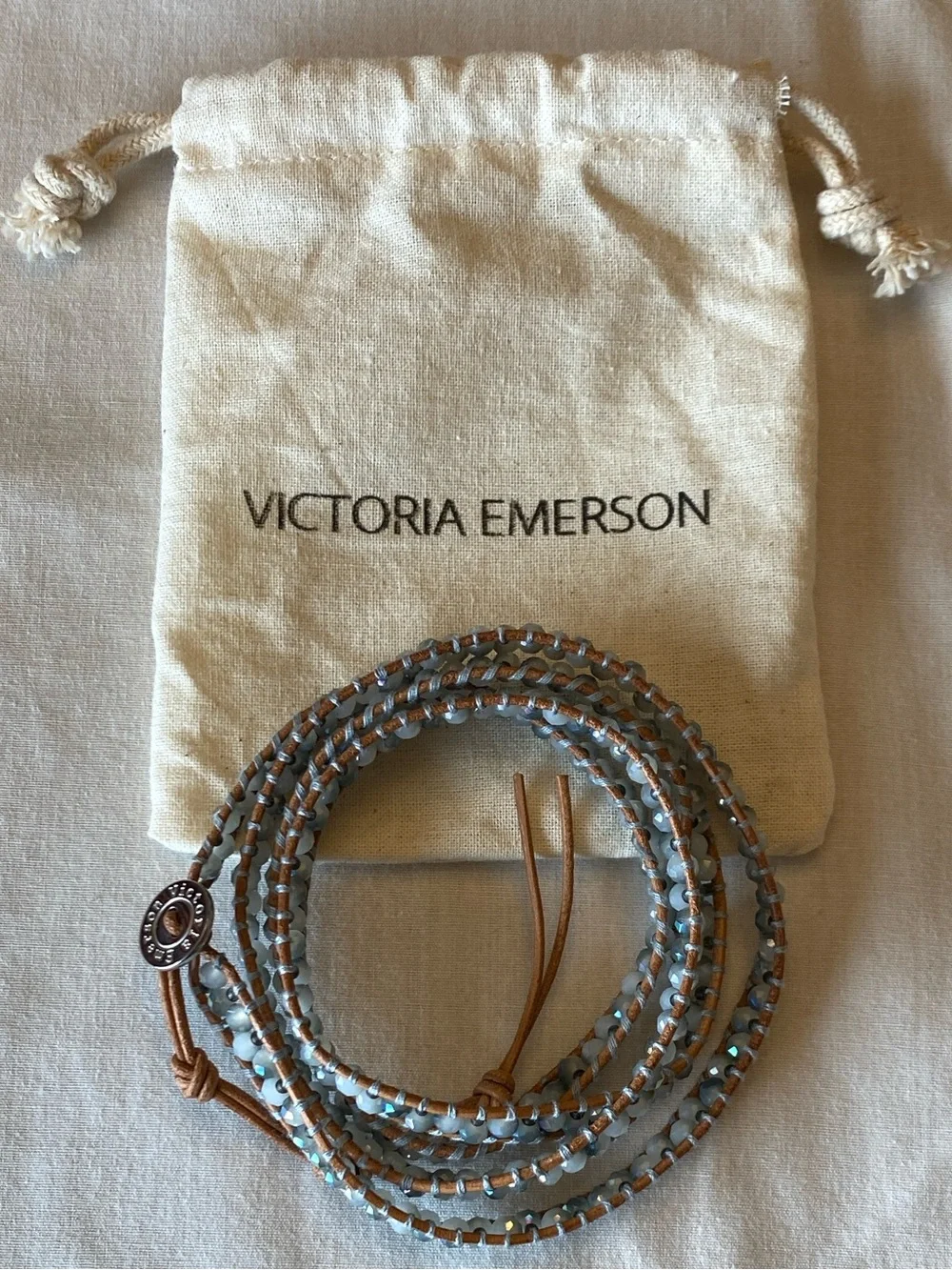 NWOT & VHTF -Victoria Emerson 5-Layer Wrap Beaded Bracelet | Pale Gray | Retired